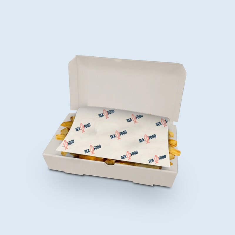 Printed Greaseproof for 12 Inch Fish & Chips Box - 297 x 340mm