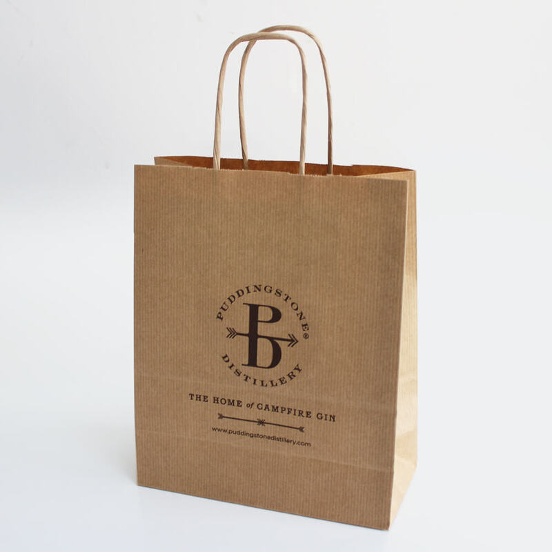 Brown Luxury Printed Twist Handle Carrier Bags - 1 Colour Print