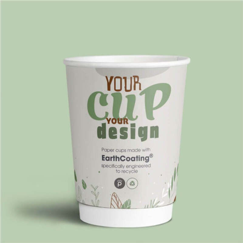 12oz Custom Branded reCUP Double Wall Recyclable Cups with EarthCoating®
