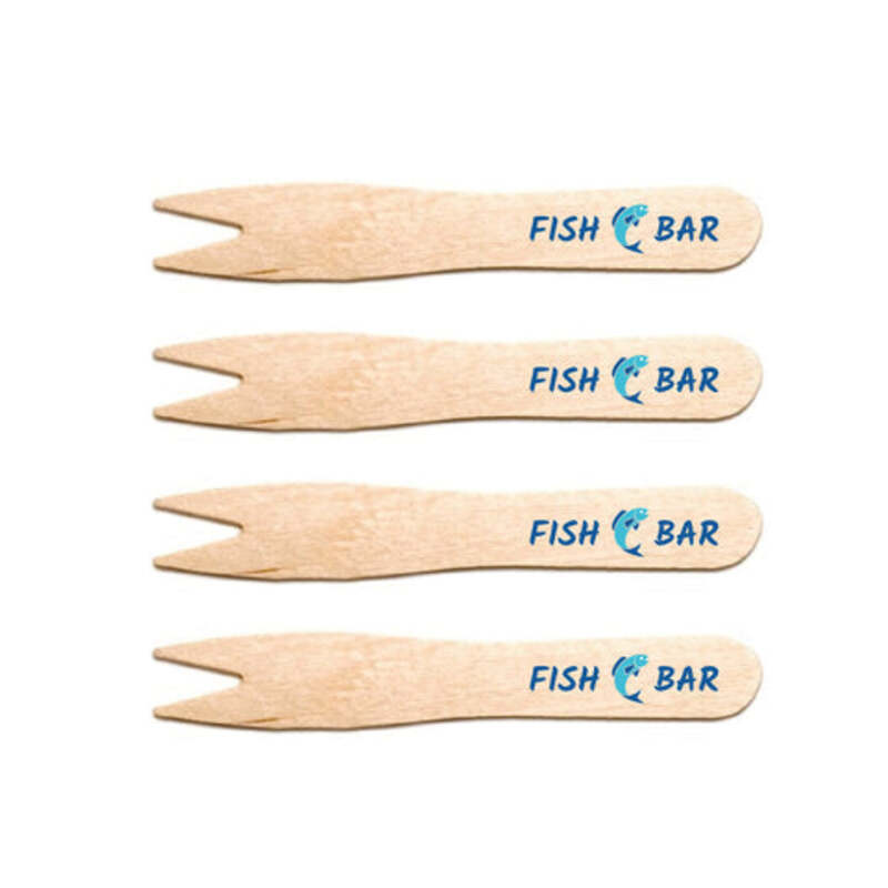 Branded cutlery - disposable wooden chip forks